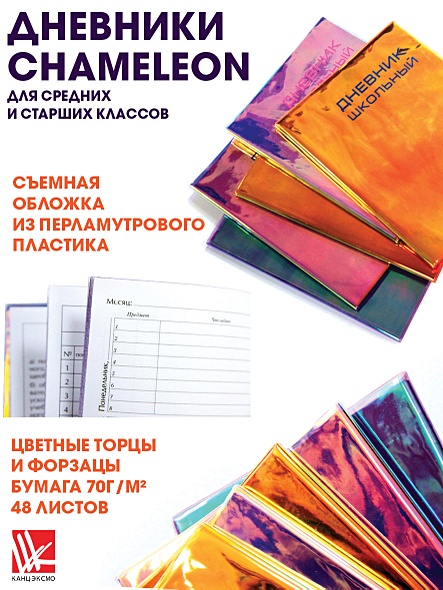 Дневник школьный Сhameleon, 48 листов, фиолетовый - фото 2