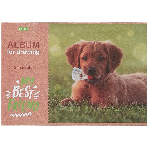 Альбом для рисования 24л А4 "My best friend" скрепка, ассорти - фото 1