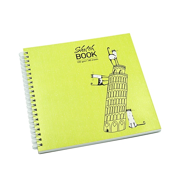 Скетчбук 190*190 40л "Cats on the tower" белый офсет, 120г/м2, тв.обложка, евроспираль - фото 2
