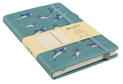 Книга для записей А5 120л кл. "IN JOY. №4" 7БЦ, иск.кожа, трафаретн.печать, тонир.форзац, скругл.углы, ляссе, резинка, петля д/ручки, карман на задн.форзаце - фото 2