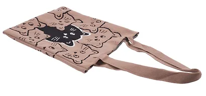 Сумка-шоппер вязаная Котики паттерн (коричневая) (38х32), Bookvalno - фото 6