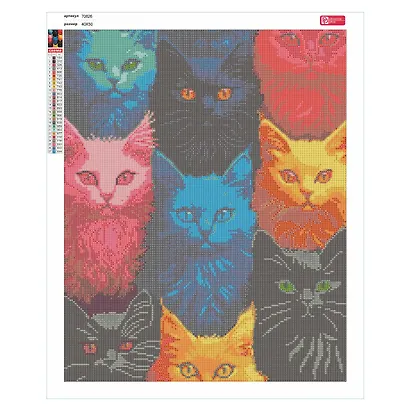 Алмазная мозаика "Цветные коты" 40х50 см. - фото 3