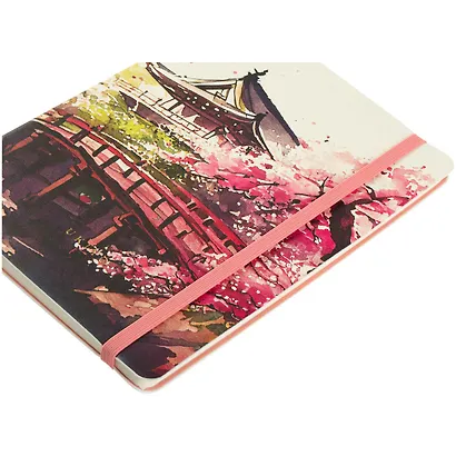 Книга для записей А5 80л лин. "Sakura. Karahafu" кожзам, с резинкой, тиснение фольгой - фото 4