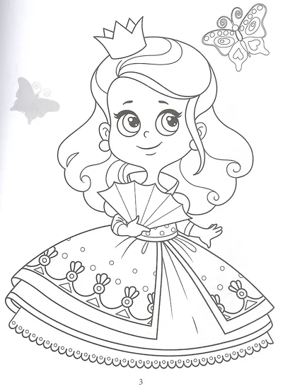 Раскрась и наклей: принцессы: книжка-раскраска - фото 3