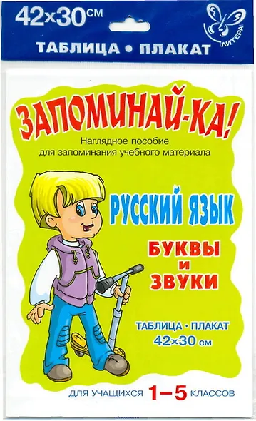 Запоминай-ка! Русский язык. Звуки и буквы. Для учащихся 1-5 классов: Таблица-плакат - фото 1
