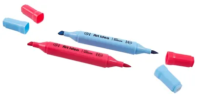 Маркеры для скетчинга 24 цвета, двусторонние кисть/скошенный наконечник, Art idea - фото 4