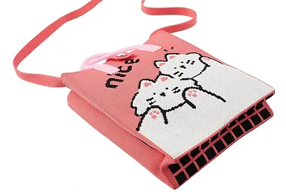 Сумочка вязаная с застежкой Котики Nice (18х22х7) (текстиль) (12-YiHeng-182201) Bookvalno - фото 4