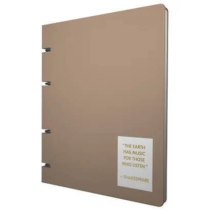 Тетрадь 120л кл. "NUANCES. Крем-брюле" на кольцах, смен.блок, обл. кож.зам, нашивка, инд.уп - фото 1