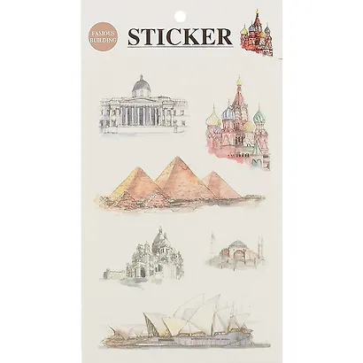 Наклейки бумажные Достопримечательности, 19*10, (6 листов) - фото 1