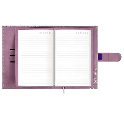 Ежедневник-органайзер недат. А6+ 80л 126х174 "Тиволи глосс" лиловый, иск.кожа, интегр.переплет, иснение фольгой, магнит.клапан , офсет, ляссе - фото 9