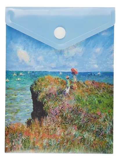 Папка-конверт А6 на кнопке "Моне Прогулка по скалам", вертикальная - фото 1