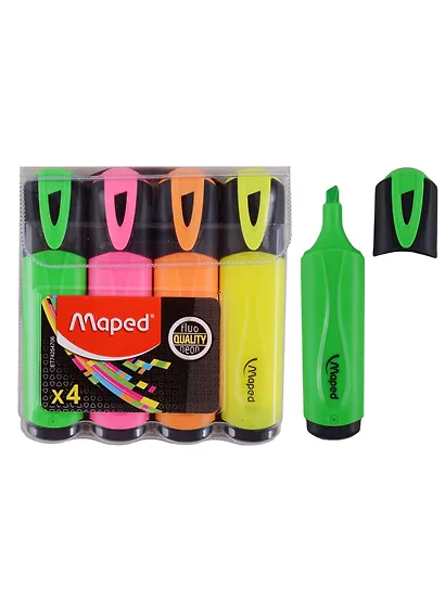 Текстовыделители Maped, Fluo Peps, 4 цвета - фото 1