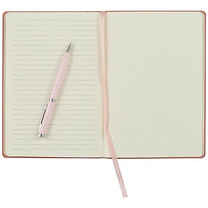 Книга для записей А5 80л "Soft Touch. Розовое золото" иск.кожа, инт.обл., лин., тчк., нелин., ляссе, инд.уп. - фото 3