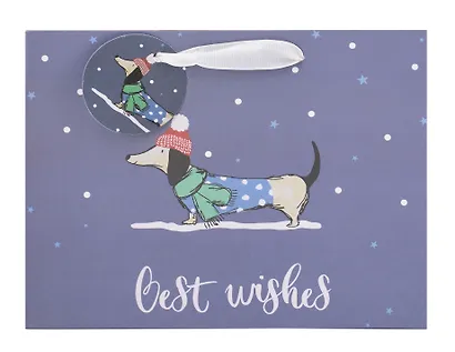 Пакет А5 18*23*10 "Новогодняя такса. Best wishes" НГ, бум.мат.ламинат - фото 4