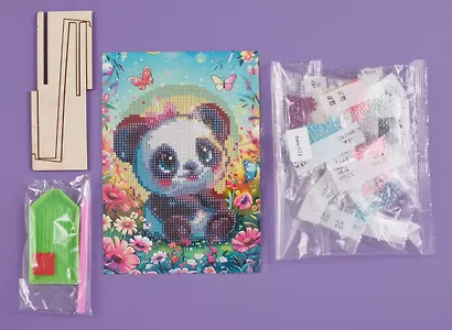 Алмазная мозаика 15*20 детская (неполное заполнение) "Милая панда" - фото 4