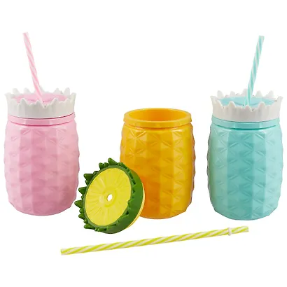 Стакан пластиковый с трубочкой в форме ананаса (350 мл) (12-06646-3215) - фото 2