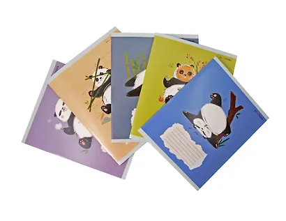 Тетрадь 18л кл. "Панда" мел.картон, офсет 60г/м2, поля, ассорти - фото 1