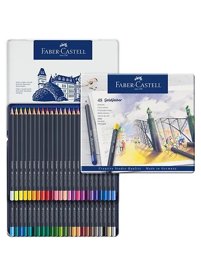 Карандаши цветные"Goldfaber" 48цв., круглые, метал. коробка, Faber-Castell - фото 4
