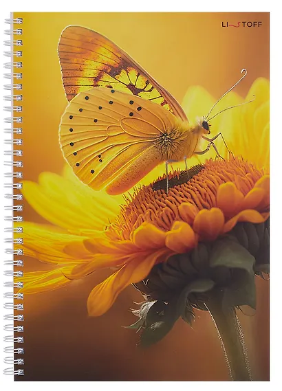 Тетрадь А4 96л кл. "Подсолнух" евроспираль, мел.картон, выб.лак, блестки «Золото». - фото 1