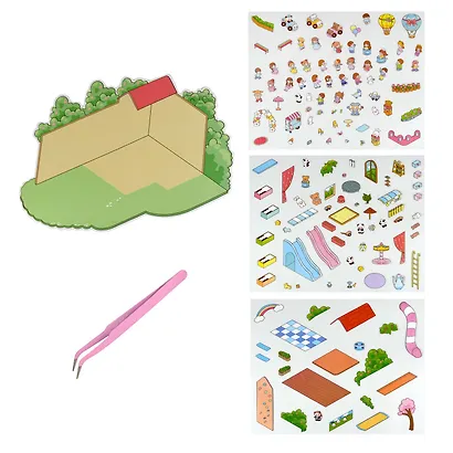 Наклейки-румбокс для создания миниатюрных сцен "Детская площадка", размер 264х211 мм. Металлический пинцет в наборе - фото 2