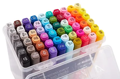 Маркеры для скетчинга 60 цветов, двусторонние кисть/скошенный наконечник, Art idea - фото 1