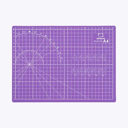 Коврик для резки А4 защитный, трехслойный, сиреневый, Малевичъ - фото 1