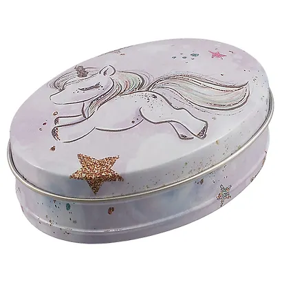 Шкатулка овальная Единорог (пастель с золотом) (металл) (8,5×6) (12-09412-03516-36) - фото 1