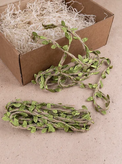 Набор Тесьма джут с листочками, 2 м, моток с подвесом (0815-1) 2 ШТ - фото 2