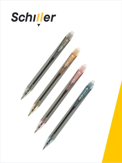 Ручки шариковые автоматические синие 12 штук "Expert" 0,5 мм, в ассортименте, Schiller - фото 3