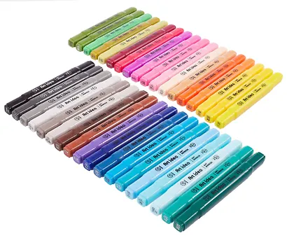 Маркеры для скетчинга 36 цветов, двусторонние кисть/скошенный наконечник, Art idea - фото 3