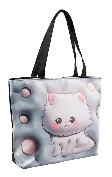 Сумка-шоппер 3D принт Котик Kawaii (41х31х8) (текстиль) (12-21253-SH18) - фото 3