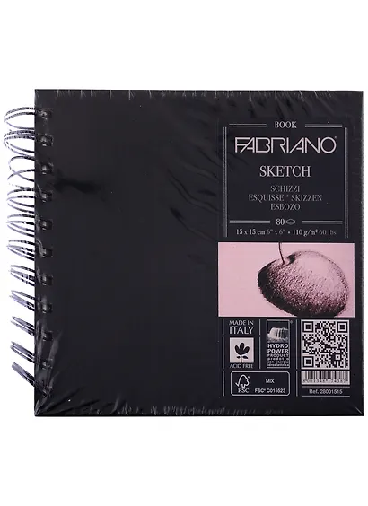 Блокнот для зарисовок 15*15см 80л "Sketchbook" спираль, 110г/м2, Fabriano - фото 1