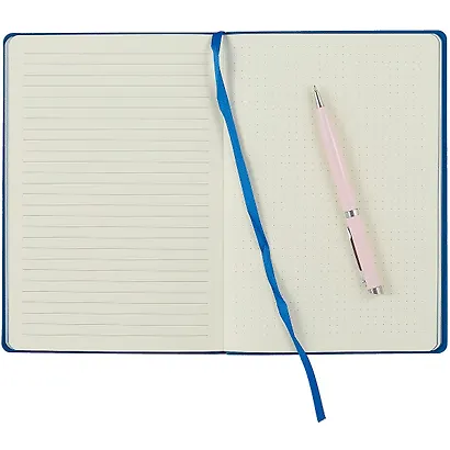 Книга для записей А5 80л "Soft Touch. Космический синий" иск.кожа, инт.обл., лин., тчк., нелин., ляссе, инд.уп. - фото 3