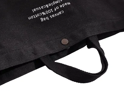 Сумка-шоппер с кнопкой Inside out (черная) (текстиль) (40х38) - фото 5