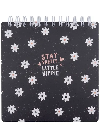 Скетчбук 172*172мм 40л "Hippie", ромашки, тв.переплет, ламинация, спираль, бумага 190г/м2 - фото 1