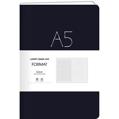 Книга для записей А5 80л лин. "Format" черн.иск.кожа, интегр.переплет, тиснение фольгой, скругл.углы, инд.уп. - фото 1