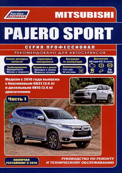 Mitsubishi Pajero Sport. Модели 2016 года выпуска с бензиновым 6В31(3,0) и дизельным 4N15(2,4) двигателем. Включая рестайлинговые модели с 2019 года. Руководство по ремонту. Электрооборудование и схемы электрооборудования (2 части) - фото 3
