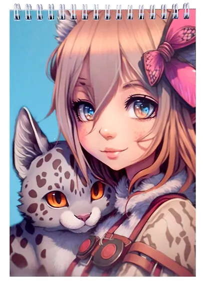 Блокнот А5 60л кл. " Аниме Animals girl" спираль - фото 1