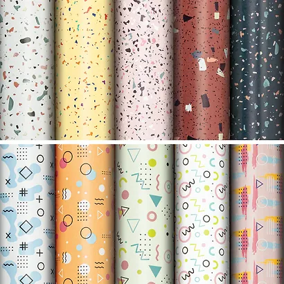 Бумага упаковочная 70*100см "Terrazzo&Memphis" инд.уп., ассорти - фото 1