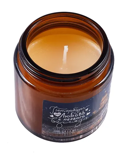 Свеча ароматическая в стеклянной баночке СПб Любовь с первого взгляда (табак и ваниль) (100мл) (СвСПб-011) - фото 2