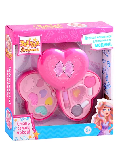 Набор детской косметики "СЕРДЕЧКО" (лак, помада, блеск для губ, тени, аппликатор) (Арт. КС-4761) - фото 1