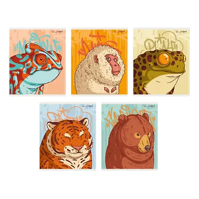 Тетрадь А5 48л кл. "Дикая природа" скрепка, мелов.картон, мат.ламинирование, поля, термопленка, уп. гофр., в ассортименте - фото 3