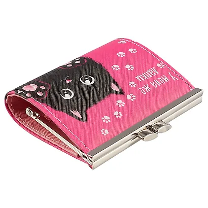 Кошелек с застёжкой У меня же лапки (чёрный котик) (PU) (10×9) (12-11592-ZY-1) - фото 2