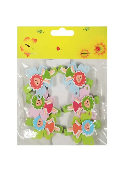 Набор прищепок, 6 шт, в пакете с хедером, феи 2 (11-06943-17) - фото 1