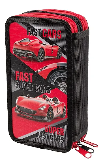 Пенал 3отд. "Red Car" 19*11см, молния, глянц.ламинация, таблица умножения, инд.уп. - фото 2