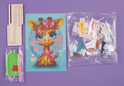 Алмазная мозаика 15*20 детская (неполное заполнение) "Жирафик" - фото 2