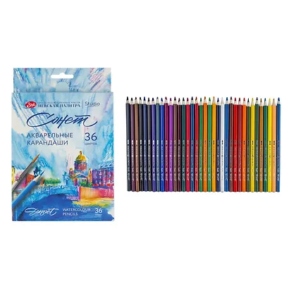 Карандаши акварельные 36 цветов "Сонет" к/к, ЗХК - фото 1