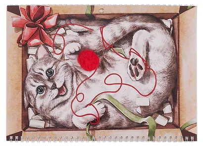 Календарь квартальный 2026г 297*840 "Котогод" настенный, трёхблочный, спираль - фото 2