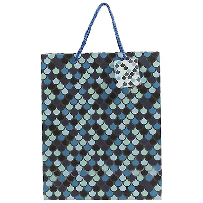 Пакет А4 32*26*12,5 "Blue fish-scale" женск, тиснение фольгой, бум.мат.ламинат - фото 2