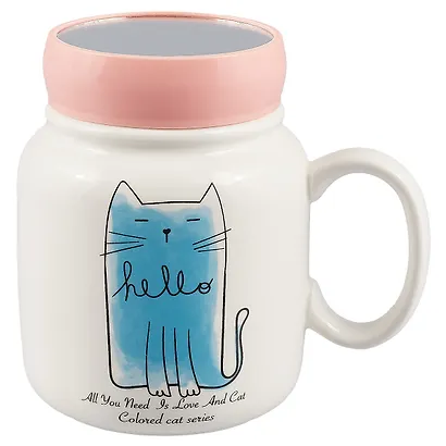 Кружка с зеркальной крышкой Colored Cats (керамика) (350 мл) (12-16140-XY-125) - фото 2